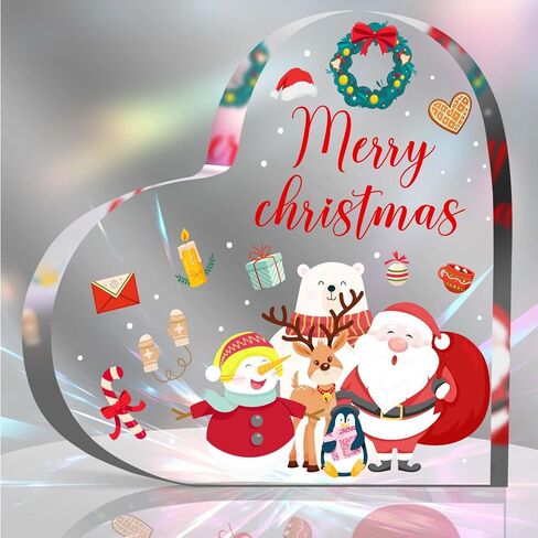 Christmas Decorations - Christmas Decor - Acrylic Heart Shaped Christmas Tabletop Decorations - Christmas Decorations Indoor,Christmas Gifts for Table, Office Desk, Tiered Tray, Mantle, Shelf in Saudi Arabia