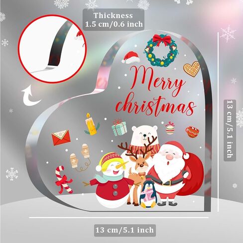 Christmas Decorations - Christmas Decor - Acrylic Heart Shaped Christmas Tabletop Decorations - Christmas Decorations Indoor,Christmas Gifts for Table, Office Desk, Tiered Tray, Mantle, Shelf in Saudi Arabia