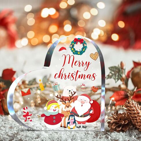 Christmas Decorations - Christmas Decor - Acrylic Heart Shaped Christmas Tabletop Decorations - Christmas Decorations Indoor,Christmas Gifts for Table, Office Desk, Tiered Tray, Mantle, Shelf in Saudi Arabia