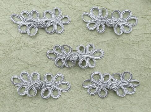 5 Pairs Chinese Knots Frog Buttons Closure Sewing Fasteners Polyester Vintage Closure for Sweater Cloak Coats Scarf Cardigan Costumes Outfit Crafting Cheongsam (Grey) in Kuwait