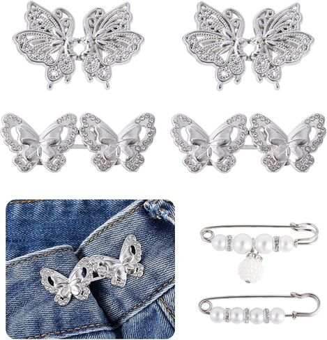 Butterfly Buttons Tightener,Detachable Loose Pant Waist Reduction Buckles Waist Cincher Clip, No Sewing in Saudi Arabia