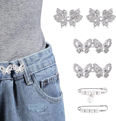 Butterfly Buttons Tightener,Detachable Loose Pant Waist Reduction Buckles Waist Cincher Clip, No Sewing in Saudi Arabia