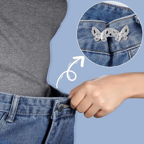 Butterfly Buttons Tightener,Detachable Loose Pant Waist Reduction Buckles Waist Cincher Clip, No Sewing in Saudi Arabia