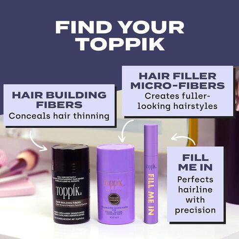 Toppik Fill Me In Hairline Filler, Hair Color Root Touchup, Hair Fibers Wand, Fills In Thinning Hairline, Hair Styling Product, 0.176 oz (5 g) Medium Brown in Saudi Arabia