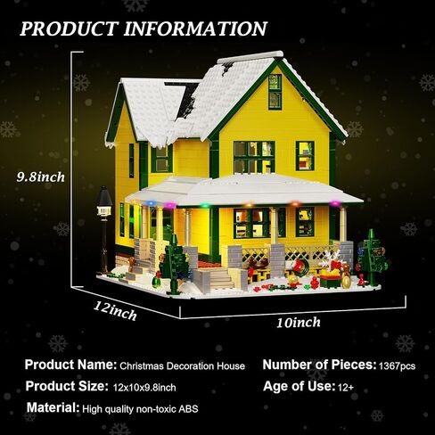 Christmas House Building Set with Light, Story Movie Snow House Blocks Toy, Compatible with Lego Christmas Village House Kit, Christmas for Boys Girls, Ages 8+ (1367 PCS) in Saudi Arabia