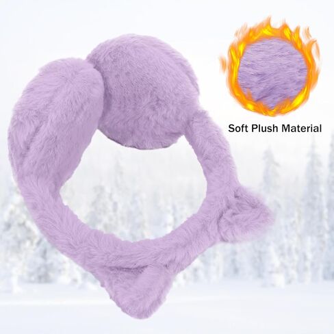 Winter Cat Ear Earmuff Sequin Heart Shape Ear Muff Adjustable Girls Women Ear Warmers Plush Outdoor Ear Covers in Kuwait