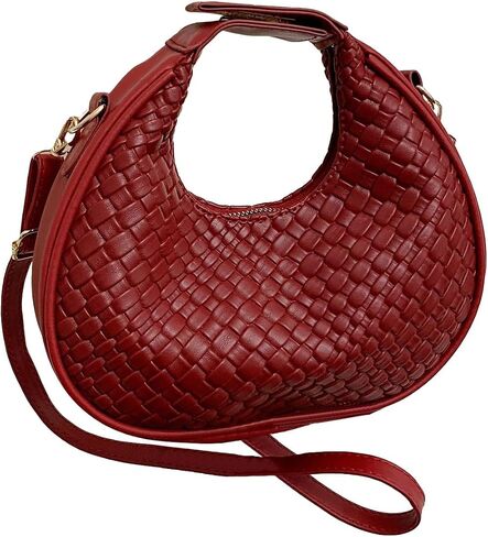 Floerns Women's Crossbody Bag Leather Weave Small Handbag Retro Crescent Bag in Saudi Arabia
