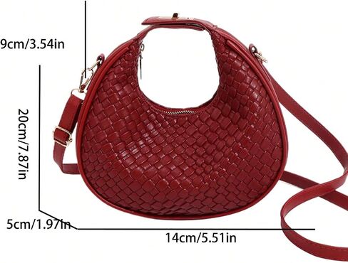 Floerns Women's Crossbody Bag Leather Weave Small Handbag Retro Crescent Bag in Saudi Arabia