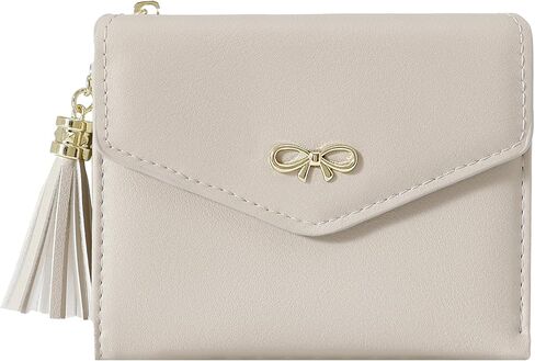 Sunwel Fashion Girls Wallet Cute Coquette Bow Small Zipper Coin Wallet Aesthetic Card Holder ID Window with Tassel Charm for Women (GREY) in Saudi Arabia