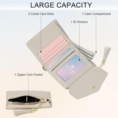 Sunwel Fashion Girls Wallet Cute Coquette Bow Small Zipper Coin Wallet Aesthetic Card Holder ID Window with Tassel Charm for Women (GREY) in Saudi Arabia