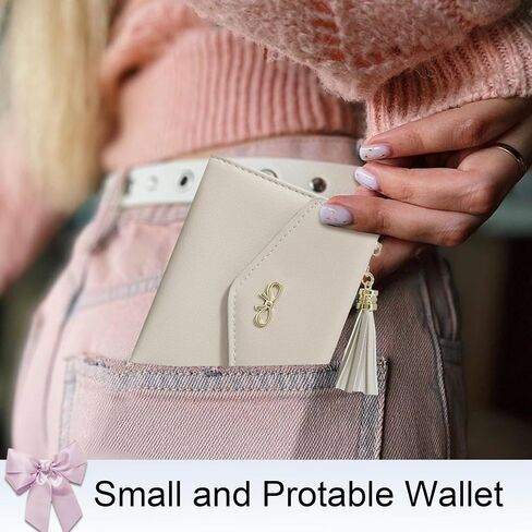 Sunwel Fashion Girls Wallet Cute Coquette Bow Small Zipper Coin Wallet Aesthetic Card Holder ID Window with Tassel Charm for Women (GREY) in Saudi Arabia