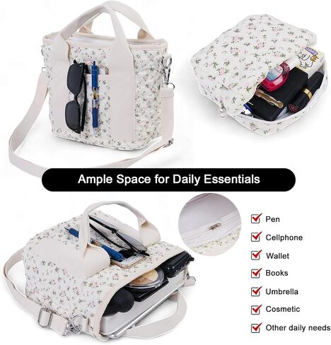 Small Floral Quilted Tote Bag for Women, Cute Crossbody Shoulder Purse with Pockets, Everyday Handbags in Kuwait