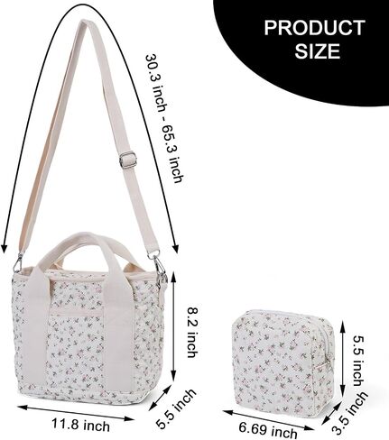 Small Floral Quilted Tote Bag for Women, Cute Crossbody Shoulder Purse with Pockets, Everyday Handbags in Kuwait
