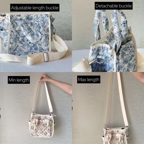 Small Floral Quilted Tote Bag for Women, Cute Crossbody Shoulder Purse with Pockets, Everyday Handbags in Kuwait