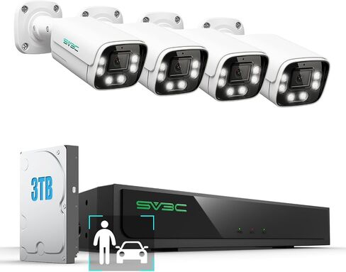 كاميرا SV3C 4K POE IP خارجية، كاميرا أمان POE بدقة 8 ميجابكسل مع زاوية واسعة 120 درجة، كشف الحركة الذكي، رؤية ليلية بالأشعة تحت الحمراء/اللون، صوت ثنائي الاتجاه، غلاف معدني، RTSP، سجل بطاقة SD، متوافق مع Onvif (سلكي) in Saudi Arabia