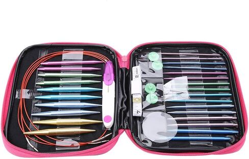 26Pcs Interchangeable Needle Knitting Pins Aluminium Knitting Needle with 4Pcs Circular Plastic Wires Set for Knitting Lovers and Beginners in Saudi Arabia