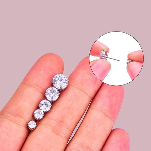 Surgical Stainless Steel Stud Earrings Push-in Threadless Flat Back Stud Earrings Hypoallergenic Cubic Zirconia Earrings Studs Set Multi-Pack, CZ Studs Earrings Trendy Cartilage Stud Earrings 3-8mm for Women Men in Saudi Arabia