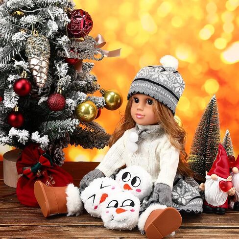6 Pcs Winter Doll Clothes and Accessories Set 18 Inches Christmas Doll Outfits Xmas Costumes Included Sweats Dress Trousers Hat Shoes Scarf Gloves for Party Favors Girl Gift(Snow,Gray) in Saudi Arabia