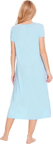 GYS Bamboo-derived Viscose Nightgowns for Women Short Sleeve Sleepwear Soft Night Shirts Comfy Sleep Dress in Saudi Arabia