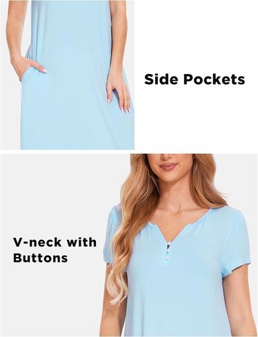 GYS Bamboo-derived Viscose Nightgowns for Women Short Sleeve Sleepwear Soft Night Shirts Comfy Sleep Dress in Saudi Arabia