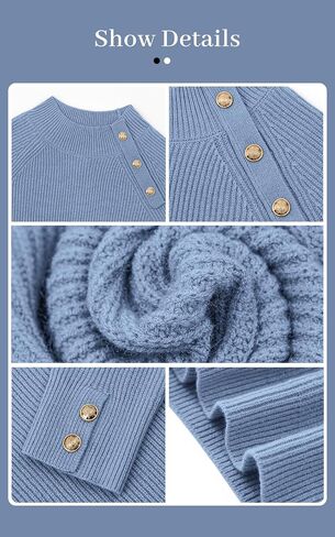 PRETTYGARDEN Womens Sweaters Fall 2024 Ribbed Knit Raglan Long Sleeve Mock Neck Pullover Sweater Chunky Outfits in Saudi Arabia