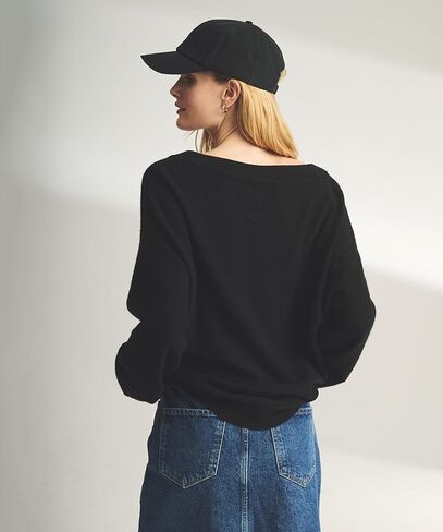 سترة نسائية خفيفة الوزن من الكشمير ذات وجهين ورقبة واسعة in Kuwait