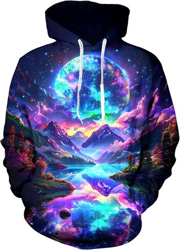 RAISEVERN Hoodies for Men Women 3D Graphic Fleece Sweatshirts Pullover Novelty Cool Funny Hoody Hooded With Pockets in Saudi Arabia