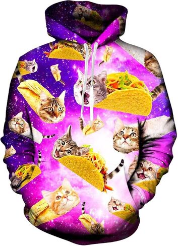 RAISEVERN Hoodies for Men Women 3D Graphic Fleece Sweatshirts Pullover Novelty Cool Funny Hoody Hooded With Pockets in Saudi Arabia
