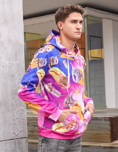 RAISEVERN Hoodies for Men Women 3D Graphic Fleece Sweatshirts Pullover Novelty Cool Funny Hoody Hooded With Pockets in Saudi Arabia