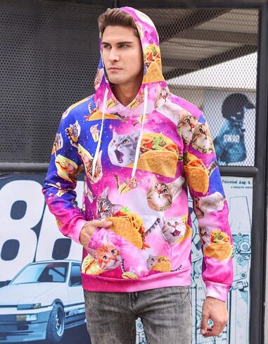 RAISEVERN Hoodies for Men Women 3D Graphic Fleece Sweatshirts Pullover Novelty Cool Funny Hoody Hooded With Pockets in Saudi Arabia