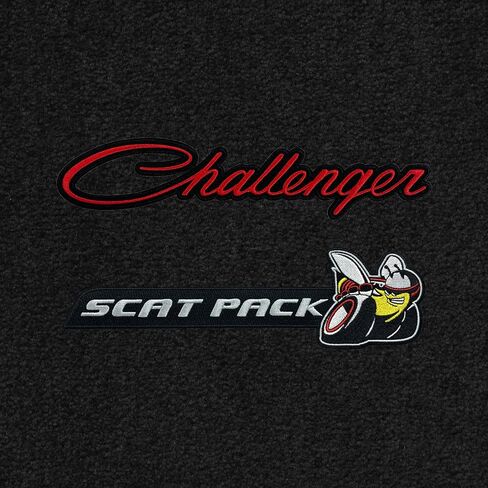 Lloyd Mats Heavy Duty Carpeted Floor Mats for Dodge Challenger 2015-2023 Scat Pack Logo - Rear Wheel Drive Only (2PC - Fronts, Charcoal) in Kuwait