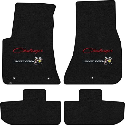 Lloyd Mats Heavy Duty Carpeted Floor Mats for Dodge Challenger 2015-2023 Scat Pack Logo - Rear Wheel Drive Only (2PC - Fronts, Charcoal) in Kuwait