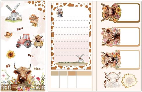 Highland Cow Sticky Notes Set - Lovarywow 400 Sheets Highland Cow Sticky Notes for Annotating Animal Mini Sticky Notes Adhesive Gifts Highland Cow Print School Supplies Highland Cow Sticky Notepad in Kuwait