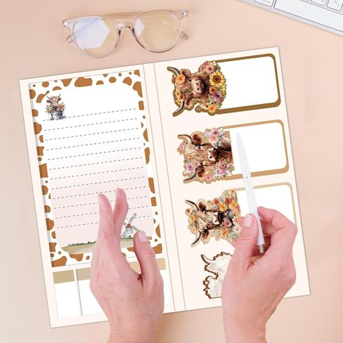 Highland Cow Sticky Notes Set - Lovarywow 400 Sheets Highland Cow Sticky Notes for Annotating Animal Mini Sticky Notes Adhesive Gifts Highland Cow Print School Supplies Highland Cow Sticky Notepad in Kuwait