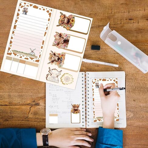 Highland Cow Sticky Notes Set - Lovarywow 400 Sheets Highland Cow Sticky Notes for Annotating Animal Mini Sticky Notes Adhesive Gifts Highland Cow Print School Supplies Highland Cow Sticky Notepad in Kuwait