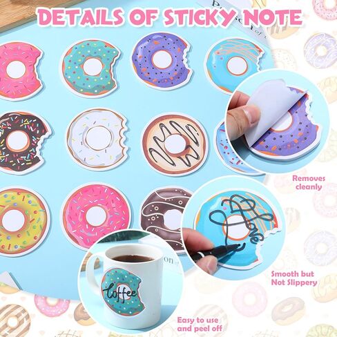 60 Packs Donut Sticky Notes Cute Self Sticky Notes Kawaii Donut Party Favor Funny Sticky Notepads for Students Donut Office Supplies Classroom Gift Candy Bag Filling, 12 Styles in Saudi Arabia