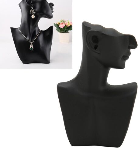 Black Resin Necklace Jewelry Display Bust Elegant Stand Necklace Display Mannequin Bust for Necklaces, Earrings, Pendants, Clear View for Showcase with Strong Resin Material in Saudi Arabia