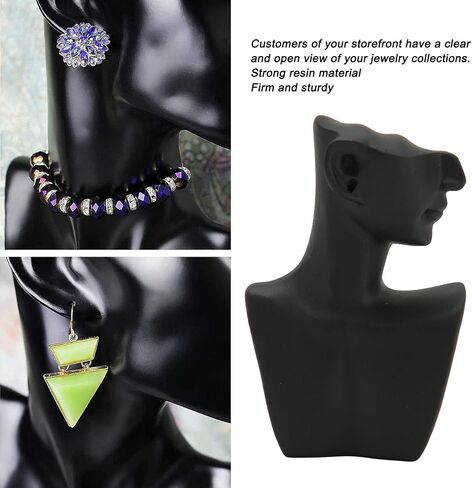 Black Resin Necklace Jewelry Display Bust Elegant Stand Necklace Display Mannequin Bust for Necklaces, Earrings, Pendants, Clear View for Showcase with Strong Resin Material in Saudi Arabia
