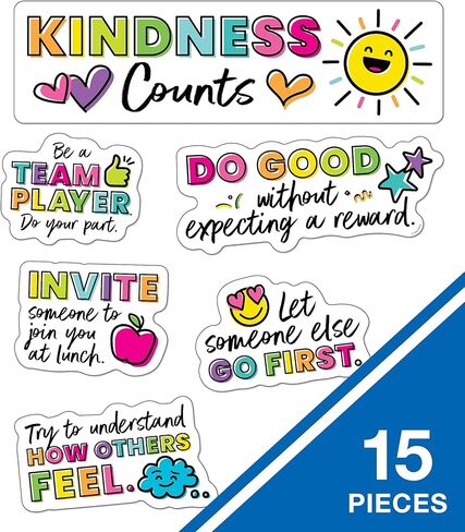 75 Pcs. Carson Dellosa Kind Vibes Classroom Bulletin Board Set, Includes Choose Kindness Header with Inspirational Classroom Poster and Colorful Heart Bulletin Board Cutouts in Kuwait