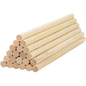 HOSSIAN Wooden Dowel Rods 20PCS Wood Sticks Wooden dowels for Crafts-Unfinished Round Hardwood Sticks