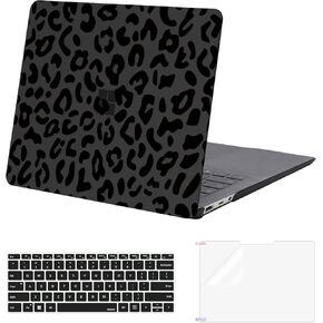 MOSISO Case Compatible with Surface Laptop 5/4/3/2 13.5 inch 2022-2018 with Alcantara Keyboard (Models: 1950&1958&1867&1769), Plastic Leopard Grain Hard Case&Keyboard Cover&Screen Protector, Black