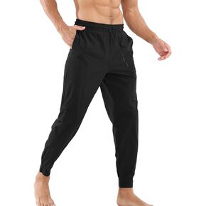 Surenow Mens Athletic Lightweight Workout Sweatpants Multiple Pockets Gym Quick-Drying Joggers Tapered Fit Training Pants