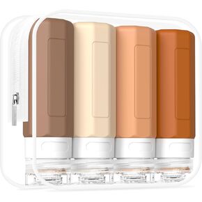 Travel Bottles for Toiletries, 3oz Tsa Approved Travel Size Containers, BPA Free Leak Proof Travel Containers for Toiletries, Refillable Travel Accessories for Shampoo Conditioner Apricot