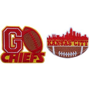 2 Pcs Kansas City American Football Fan Patches, Iron On and Sew On