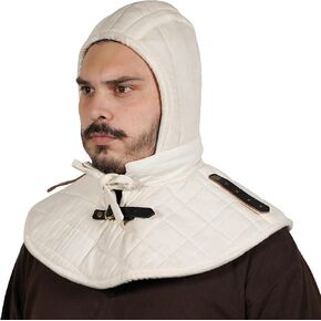 Padded Arming Cap With Collar Renaissance Medieval Cotton Collar & Coif Arming Cap Neck Head Protector Under Armor Costume
