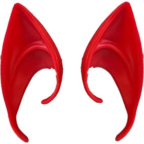 Adult Latex Alien Elf Fairy Spock Pointy Ear Wrap Around Tips LARP Cosplay Red