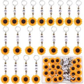 SUNNYCLUE 1 Box 20Pcs Cute Crochet Markers 1~20 Number Stitch Marker Resin Sunflower Planner Charms Knit Markers Locking Removable Leverback for Knitting Crocheting Sewing Quilting Jewelry Making