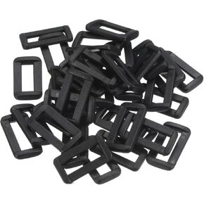 50 Pack Rectangle Buckle - Plastic Ring Buckles Webbing Fastener Strap, Apply to Purse Belt Strap Hardware (1 Inches, Black)