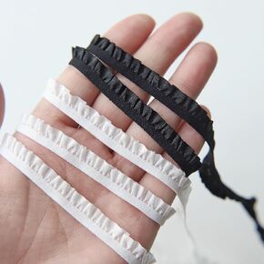 8mm/0.31" Stretchy Tiny Ruffles Lace Trim, Doll Lace Trim, Very Delicate, White/Black, Perfect for Doll Clothes, Sewing Craft Supplies (2 Yards) (White)