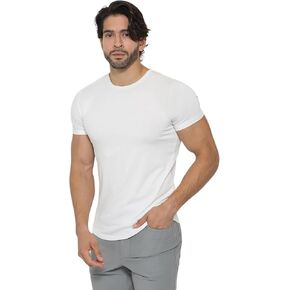 Men's T-Shirt-All Day Elite Curve-Hem Crew-Neck Slim Tee Short Sleeve